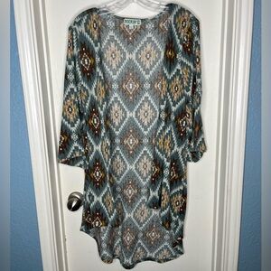 Rockin C Women's Aztec Print Kimono Duster